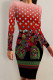 Black Red Casual Floral Print Tie Dye Contrast O Neck Printed Dresses