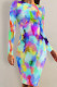 Gradient Color Casual Floral Print Tie Dye Contrast O Neck Printed Dresses