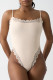 Apricot Daily Solid Color Lace Patchwork Spaghetti Strap Skinny Bodysuits