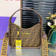 Brown Casual Letters Patchwork Zipper Contrast Bags
