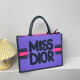 Purple Pink Casual Letters Patchwork Zipper Contrast Bags