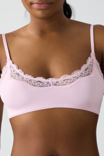 Pink Daily Solid Color Lace Patchwork Bustiers
