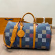 Blue Casual Plaid Patchwork Zipper Contrast Bags