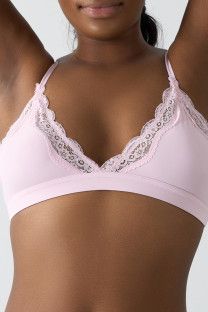 Pink Daily Solid Color Lace Bustiers