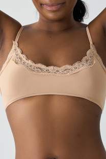 Skin Color Daily Solid Color Lace Patchwork Bustiers