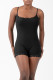 Black Sportswear Solid Color Lace Patchwork Spaghetti Strap Skinny Rompers