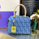 The cowboy blue Casual Letters Patchwork Zipper Contrast Bags