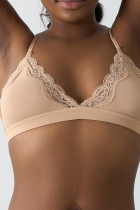 Skin Color Daily Solid Color Lace Bustiers