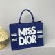 Blue Casual Letters Patchwork Contrast Bags