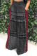 Black Gray Casual Faux Denim Print Pocket Contrast Loose High Waist Wide Leg Full Print Bottoms