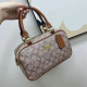 Dark Brown Street Letters Patchwork Zipper Contrast Bags