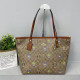 Brown Street Cartoon Print Letters Patchwork Zipper Bags
