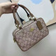 Light Brown Street Letters Patchwork Zipper Contrast Bags