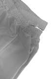 White Casual Solid Color Hollow Out Pocket Patchwork Regular Mid Waist Pencil Patchwork Bottoms