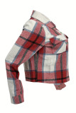 Black Casual Plaid Pocket Buckle Patchwork Turndown Collar Outerwear