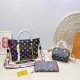 Black Casual Letters Gradient Zipper Contrast Bags