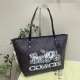 Black Brown Street Graffiti Print Letters Patchwork Zipper Bags