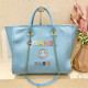 Blue Street Letters Gradient Patchwork Zipper Contrast Bags