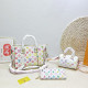 White Casual Letters Gradient Zipper Contrast Bags