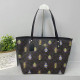 Black Street Cartoon Print Letters Patchwork Zipper Bags