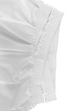 White Casual Solid Color Hollow Out Pocket Patchwork Regular Mid Waist Pencil Patchwork Bottoms