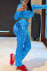 Sky Blue Casual Love Print Pocket Zipper Hooded Long Sleeve Two Pieces