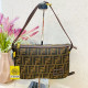 Brown Street Letters Patchwork Zipper Contrast Adjustable Bags