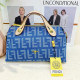 The cowboy blue Casual Letters Patchwork Zipper Contrast Bags