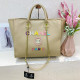 Khaki Street Letters Gradient Patchwork Zipper Contrast Bags