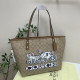 Khaki Street Graffiti Print Letters Patchwork Zipper Bags