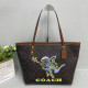 Black Street Graffiti Print Letters Patchwork Zipper Bags