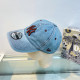Baby Blue Street Letters Embroidered Distressed Hat