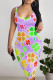 Light Purple Sexy Plaid Graffiti Print Four Leaf Clover Contrast U Neck Printed Dresses