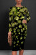 Black Green Elegant Floral Print Contrast O Neck Printed Dresses