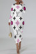 Letter Elegant Letter Print Gradient Contrast O Neck Printed Dresses