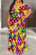Colour Casual Letters Chain print Cartoon Ruffle Off Shoulder Printed Dresses