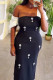 Black Casual Patchwork Beading Long Dresses