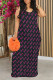 Black Sexy Graffiti Print Letters Contrast O Neck Printed Dresses
