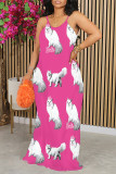 Black Sexy Graffiti Print Flowers Contrast O Neck Printed Dresses