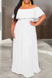 Black Sexy Solid Color Ruffle Off Shoulder Long Dresses