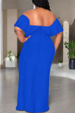 Green Sexy Solid Color Ruffle Off Shoulder Long Dresses