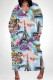 Blue Pink Street Animal Print Stripe Pocket Contrast V Neck Printed Plus Size Dresses