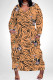 Orange Street Animal Print Stripe Pocket Contrast V Neck Printed Plus Size Dresses