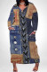 The cowboy blue Street Faux Denim Print Pocket Contrast V Neck Printed Plus Size Dresses