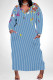Blue Street Animal Print Stripe Pocket Contrast V Neck Printed Plus Size Dresses