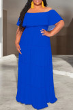 Black Sexy Solid Color Ruffle Off Shoulder Long Dresses