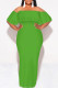 Green Sexy Solid Color Ruffle Off Shoulder Long Dresses