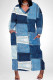 Blue Street Faux Denim Print Pocket Contrast V Neck Printed Plus Size Dresses