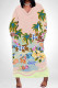Light Pink Street Animal Print Stripe Pocket Contrast V Neck Printed Plus Size Dresses