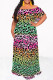 Leopard Print Sexy Leopard Print Gradient Chain print Ruffle Contrast Off Shoulder Printed Dresses